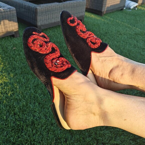 Leather Shoes for Men, Embriodered Red Snake Shoes, Designer Shoes for Mens, main image 8